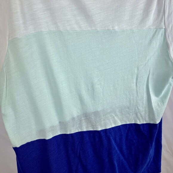 Calvin Klein Jeans White Aqua Blue Colorblock Cap Sleeve Top - Picture 4 of 12